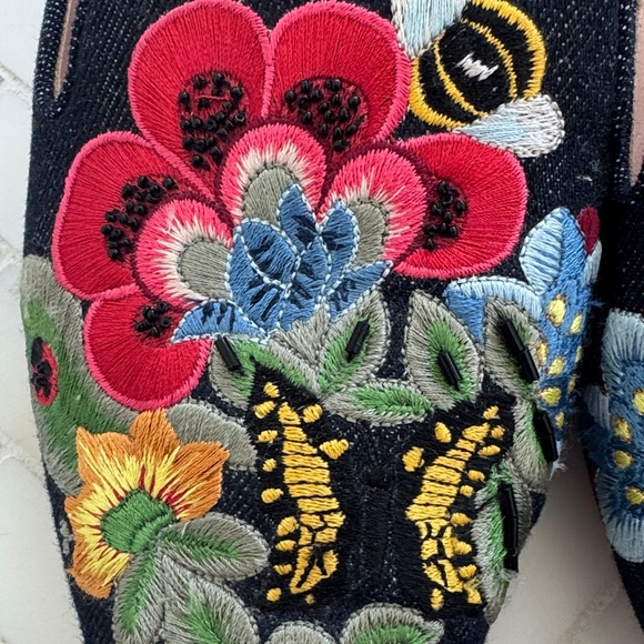 Alberta Ferretti Denim Embroidered Women's Mules - Picture 3 of 7